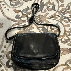 Black leather cross body bag